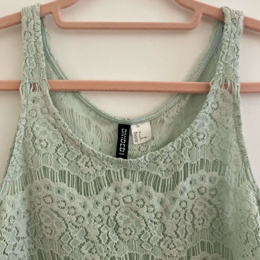 Lace crop top mint green